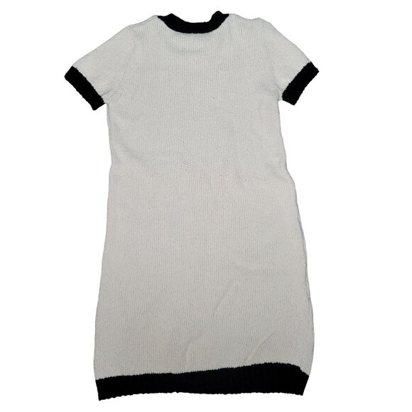 Zara womens Contrast Stitch Sweater Knit Mini Dress Size S Cream Black Gold - Picture 2 of 6